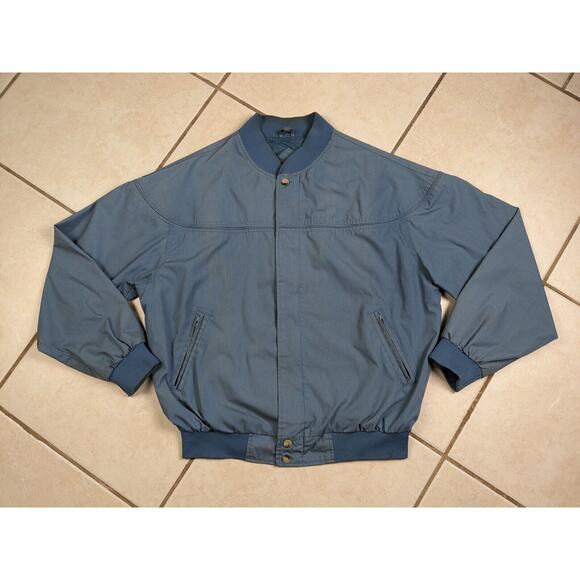 Vtg Original Windbreaker Mens Jacket Size L Blue Full Zip Coat Bomber 80s Style - Picture 1 of 14